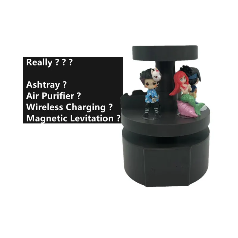 A Custom Magnetic Levitation Drop shipping Doll Display Decompress Wireless Super Charging Smokeless Air Purifier Cigar Ashtray