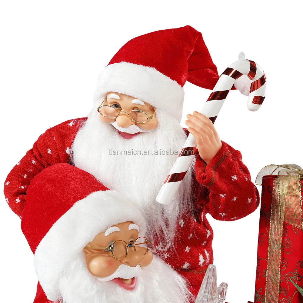 70/100cm Christmas Santa Claus with Lighting Gift Toy Ornament Decoration Festival Holiday Figurine Collection Traditional Xmas