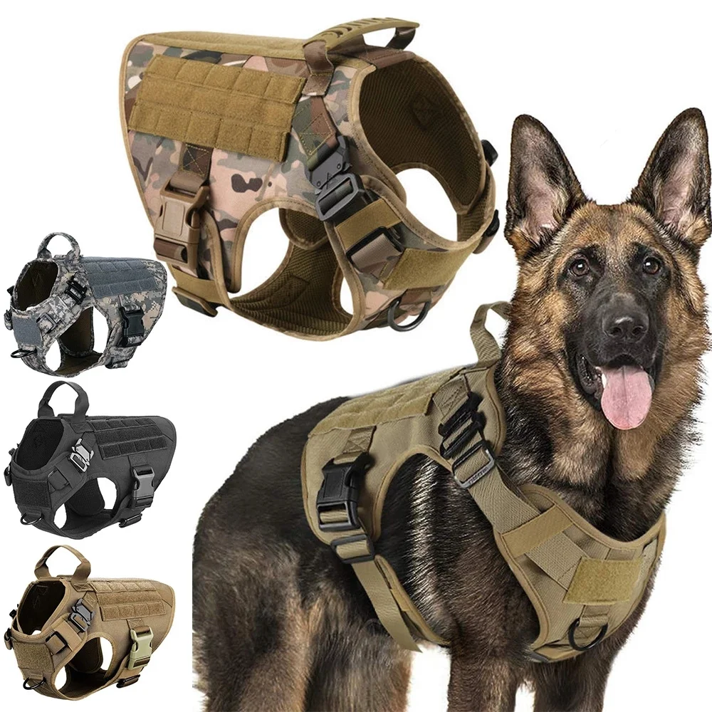 Durable Pet Tactical Vest Dog Cooling Coat Pet Training Chest Dog Collar and Leashes Heavy Duty Outdoor Quality Lace DOT Rustic