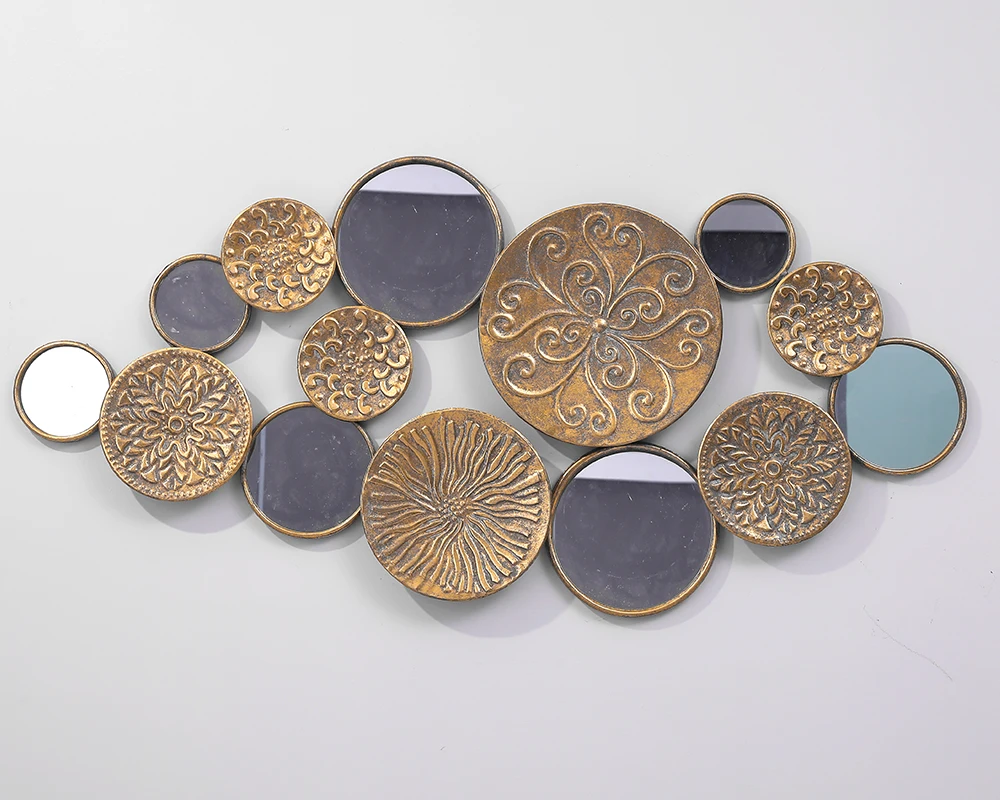 Luxurious home decoration with mirror iron wall hanging