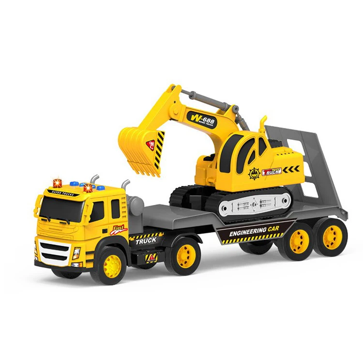 
toy child games cars kids toys construction vehicle semi trailer truck and excavator 