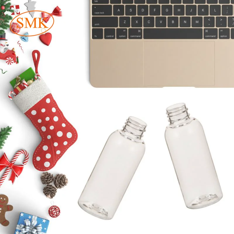 2 oz Transparent Boston Round Plastic Bottle