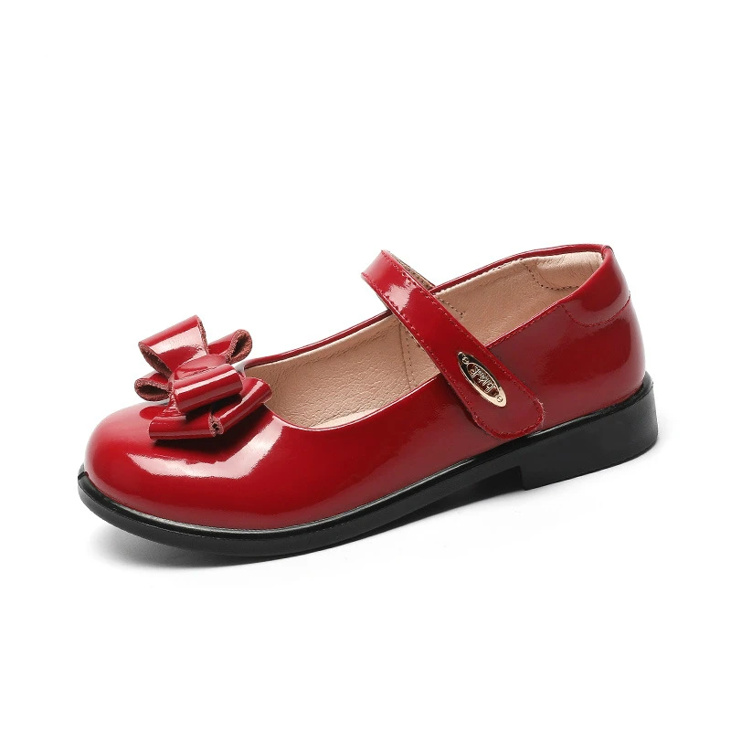 
Spring 2020 Girls Genuine Leather Flats Toddler/Little/Big Kid School Uniform Bow Mary Jane Children Show Princess Dress Shoes 