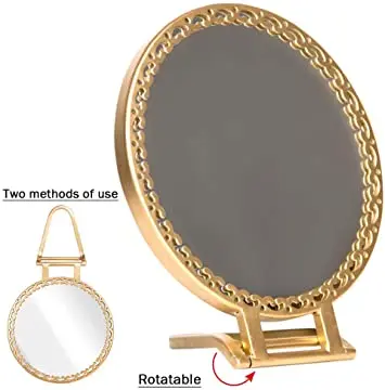 
Лидер продаж на Amazon, Золотое круглое складное металлическое зеркало для макияжа 