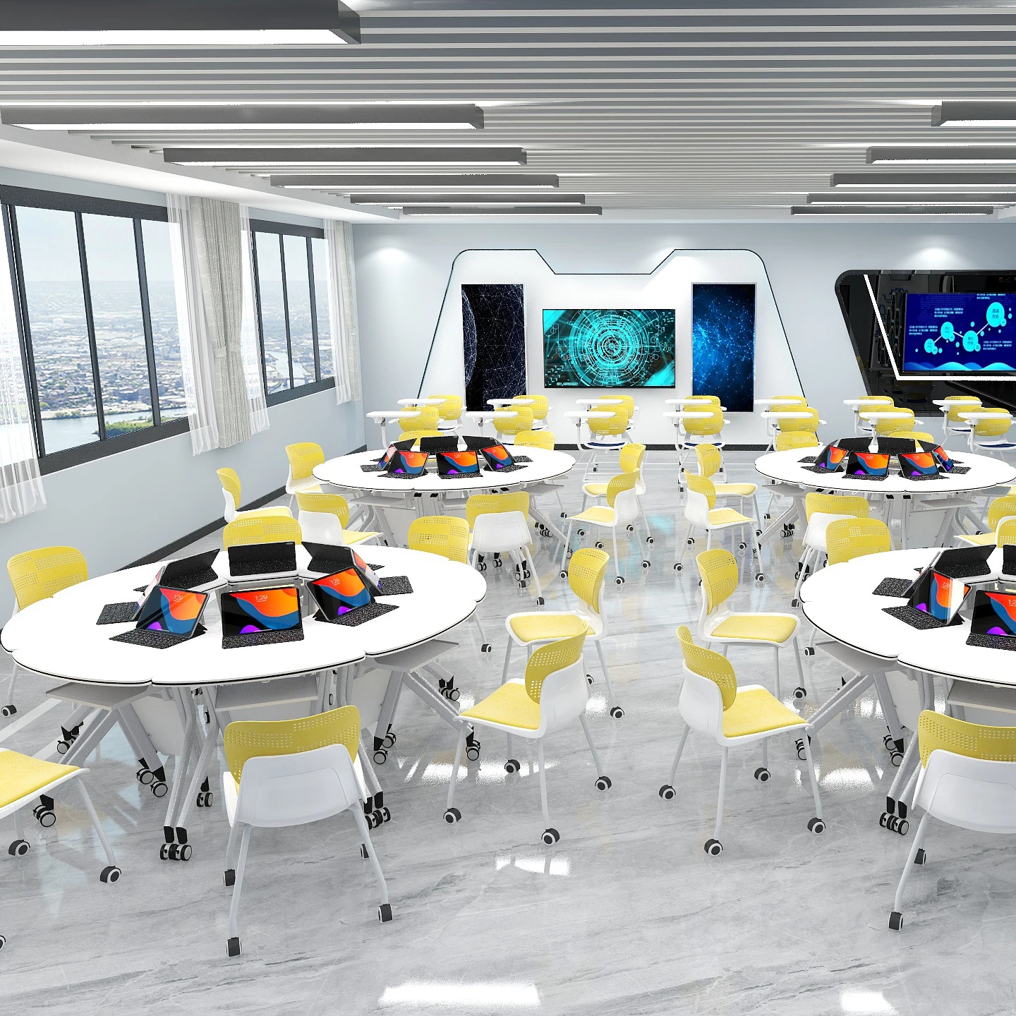 University school student chair with wheel for Multi-functional classroom study chair training chair