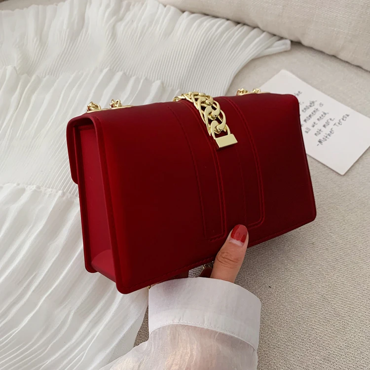 Purses Bags Chain Jelly Handbags Wholesale Matte Pvc purse shoulder bag for Women