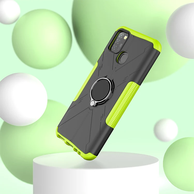 Luxury Fashion Ring Bracket Car Holder Shockproof TPU+PC Protective Phone Case For Infinix Hot 10 Lite