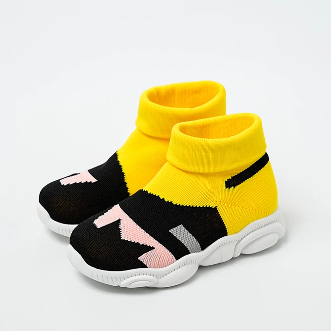 Wholesale Casual Fashion Lovely Child Sneakers Breathable Anti-slip Knitted Shoe for Kids