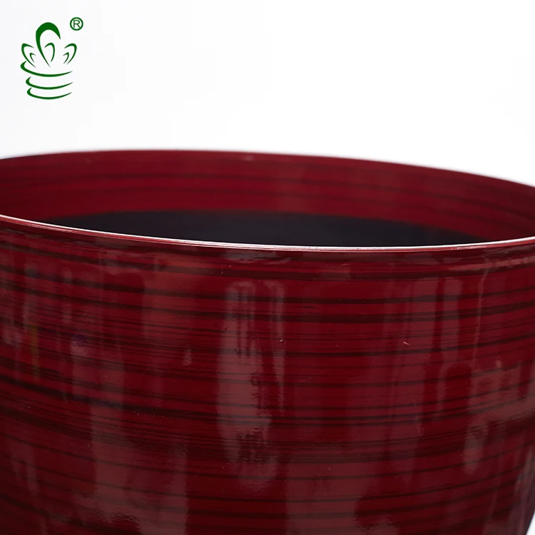 Egg shape ceramic effect planter Red large plastic Modern glazed pots for plants home decor