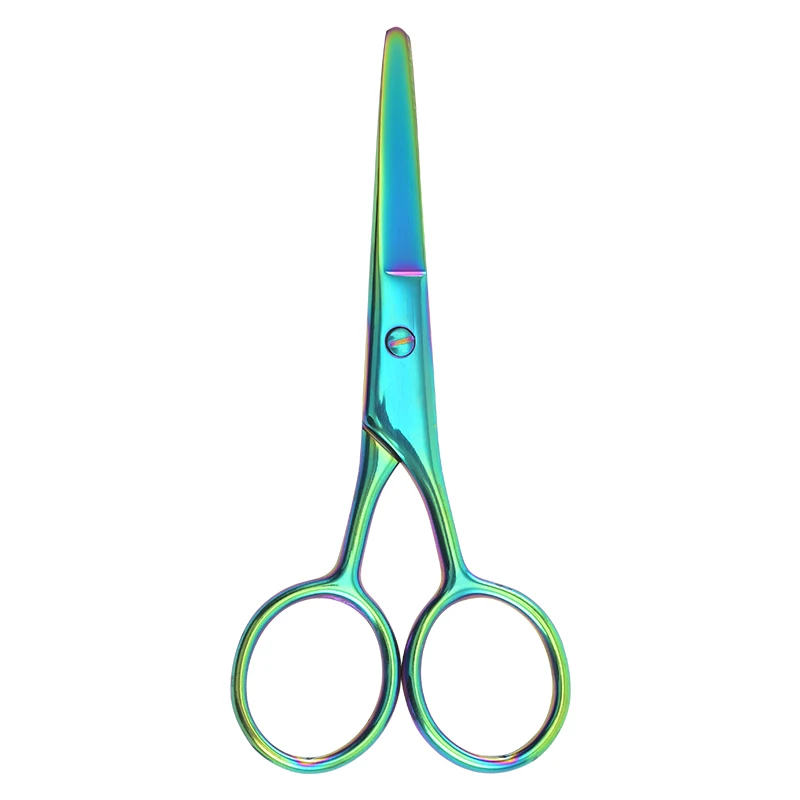 Stainless Steel Round Head Manual Trimming Scissors Safety Beard Eyebrows Nose Hair Scissors