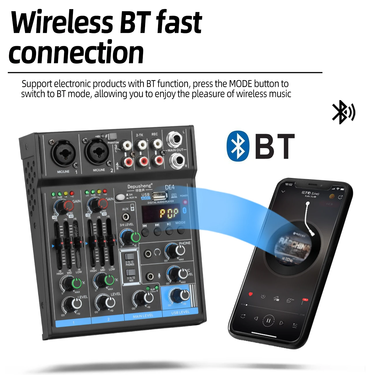 Biner M4 Professional 4 channel audio mixer Portable Computer Live Recording 4 Channel DJ Digital Sound Mini Audio Console