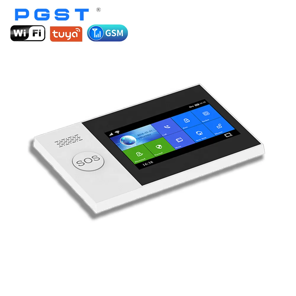 PGST Tuya Mobile App Anti Theft Intelligent Smart Home Security Alarm System Kit with SOS Button for Elderly Children