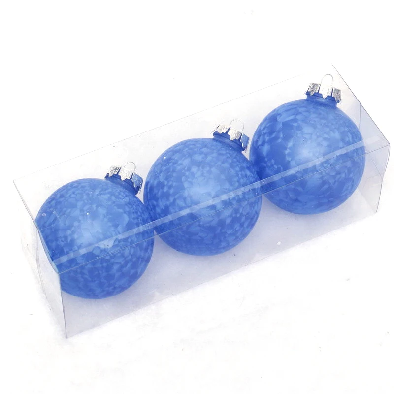 Ice blue transparent painted Central Stick cloth strip PET ball with foam beads plastic ball ornament