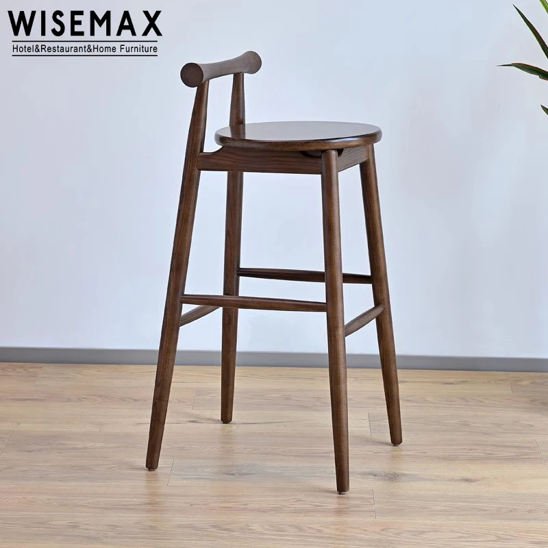 WISEMAX мебель в нордическом минималистском стиле кожаная Обивка сиденья из массива дерева высокий барный стул со спинкой для домашней кухни
