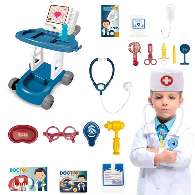 Sound and light medical trolley toy set kids educational simulated little doctor interesting doctor set for kids pretend play