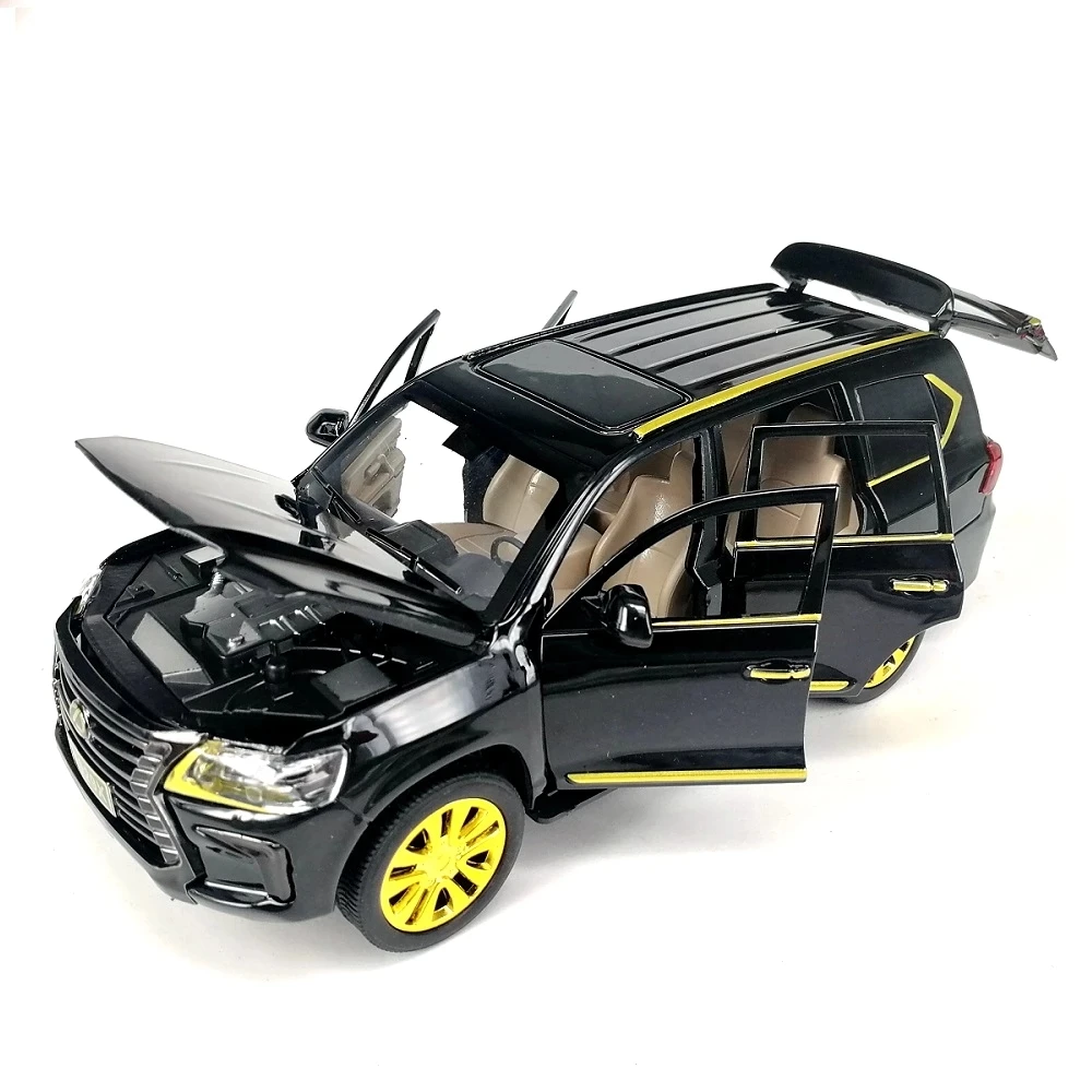 1:24 Lexus LX570 off road die cast car model toy for kids 21cm pull back simulation alloy car With Sound/Light