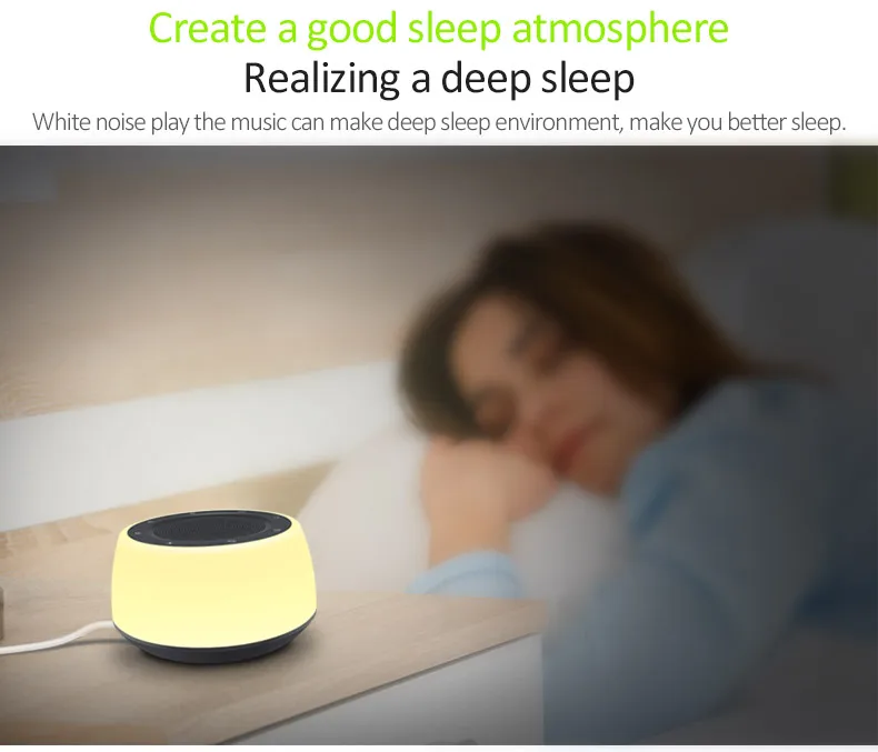 White Noise Music Light Device 5 timer option Table Lamp with White Noise Machine Natural Sounds Machine Timer function