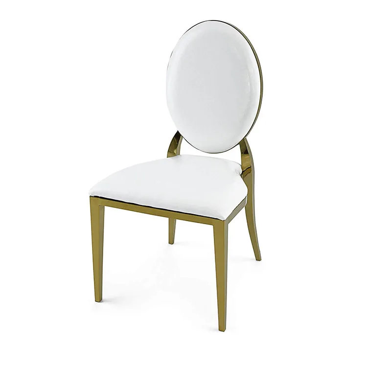Professional Hotel Decoration Use Gold Stackable Round Back Stainless Steel Chairs For Sale