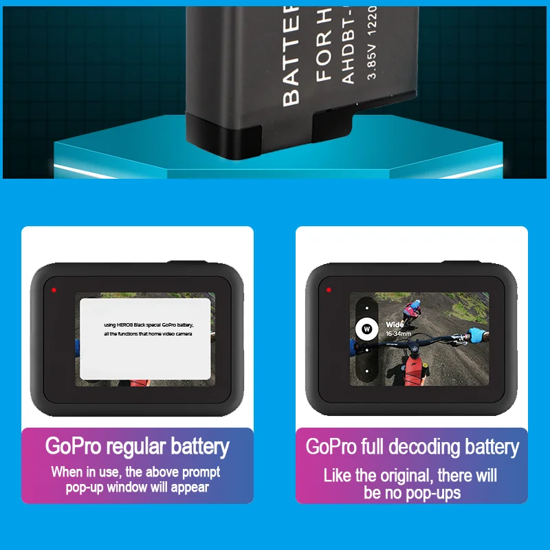 Kytuwy Camera accessories replace High Label capacity 1220mAh Baterias battery for gopro hero 7 6 5 Black