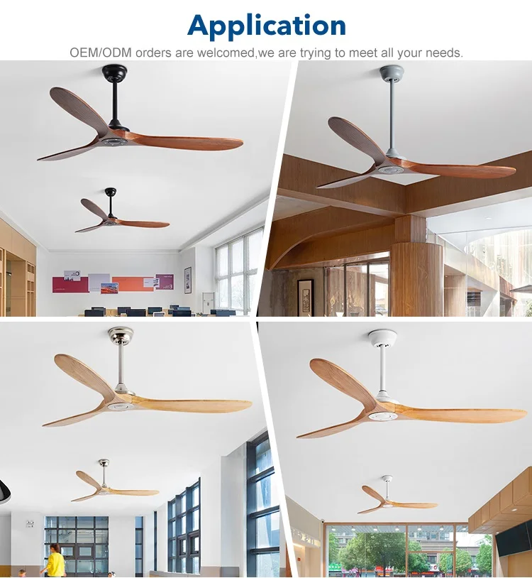 Best-Selling Home Decoration 42 Inch 52 Inch 60 Inch Low Noise Remote Control Solid Wood Blade Modern Bldc Ceiling Fan