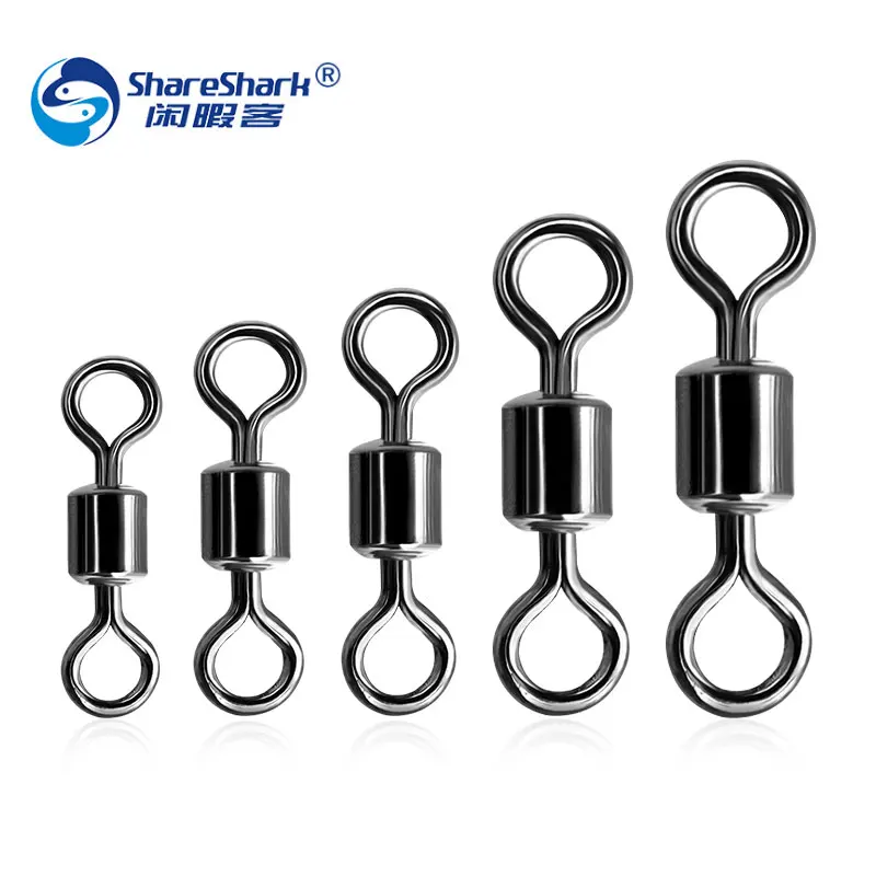 210pcs/box Fishing Rolling Barrel Swivel Fishing Hook Line Connector Fast Rotation Saltwater Swivels kit Fishing Tackles
