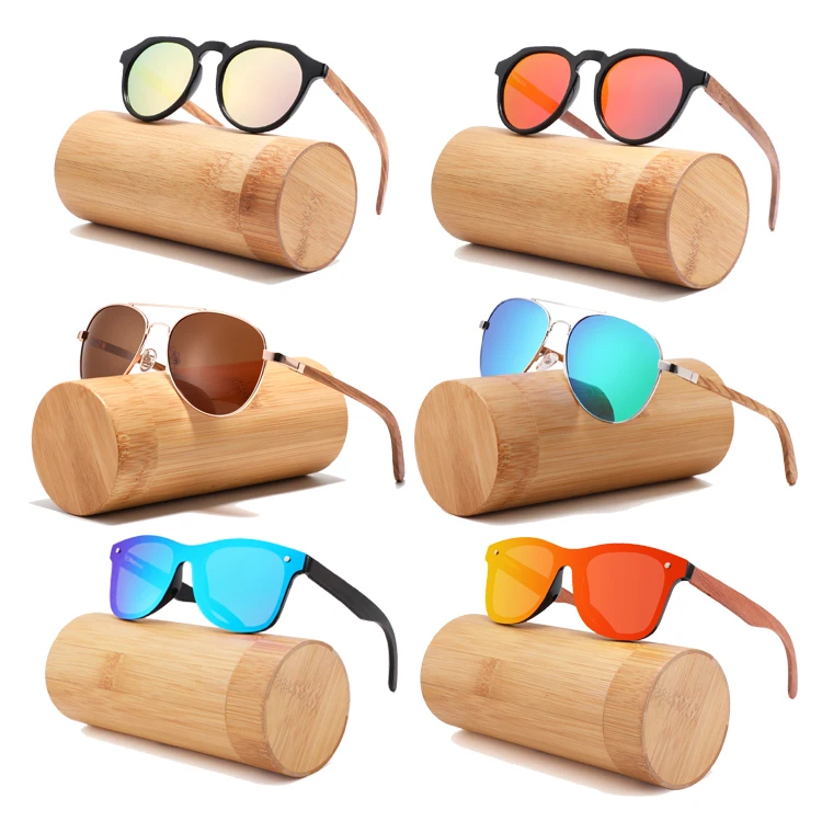 New Fashion polarized wooden sunglasses eco friendly  custom sunglasses logo square frame bamboo sunglasses 2024