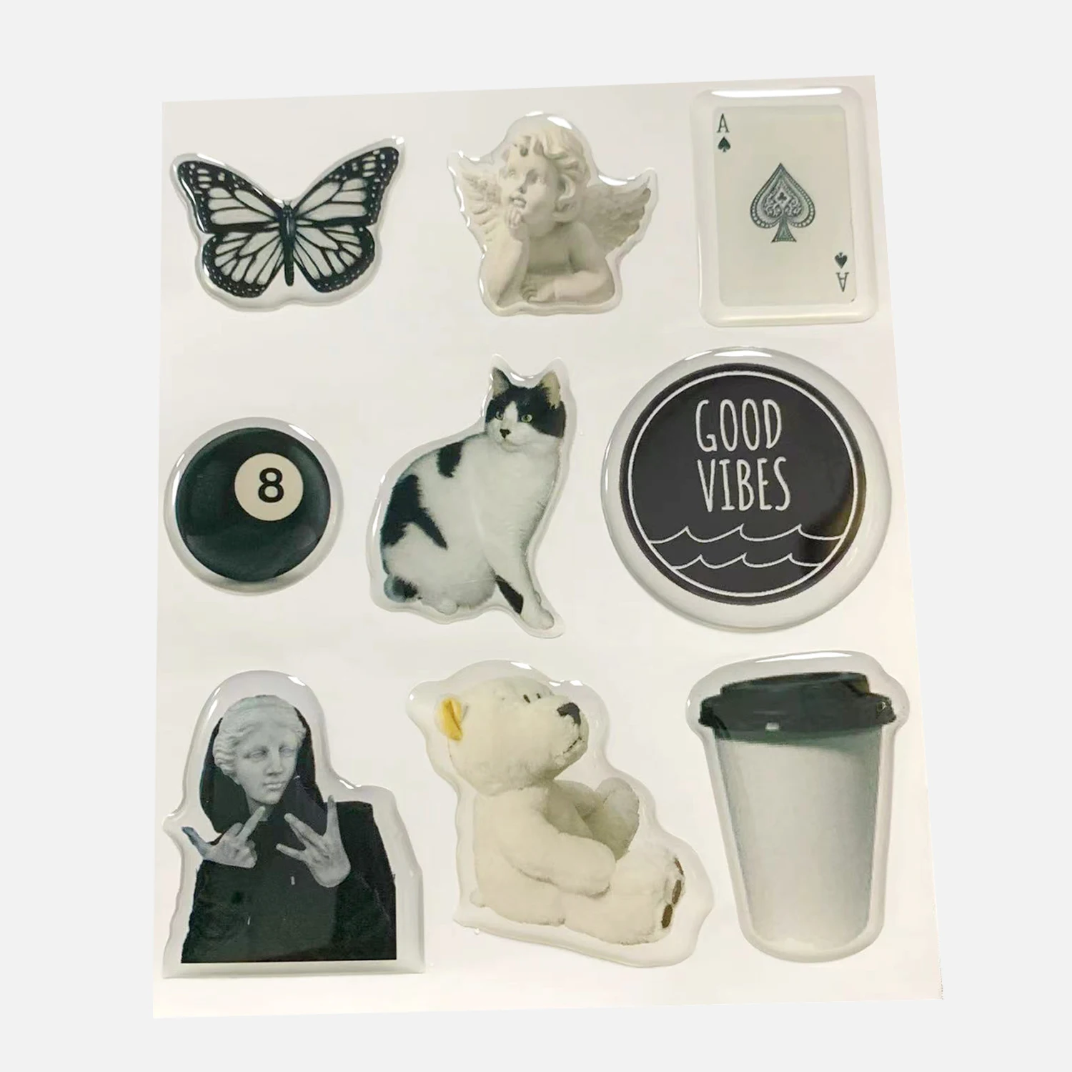 Custom Phone Case Epoxy Decor Sticker Strong Adhesive Multiple Design Epoxy Domed Stickers Sheet For Wholesale