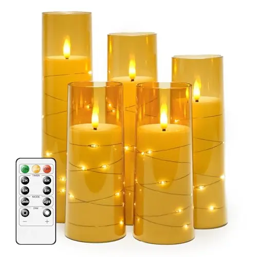 Flameless Candles Battery Operated Candles Set of 3 Ivory Real Wax Pillar LED Candles
