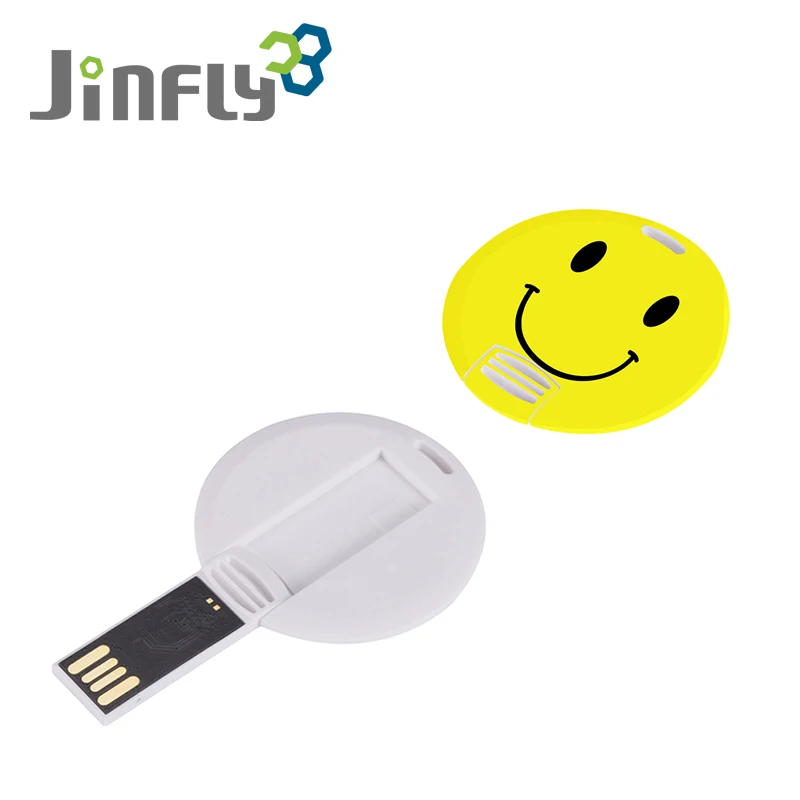 JINFLY CE ROHS FCC 64GB 16GB 8GB 4GB Smiley Round Card Usb Flash Drive 2.0 Pendrive Personalizado Usb Flash Drive 32Gb Cartoon