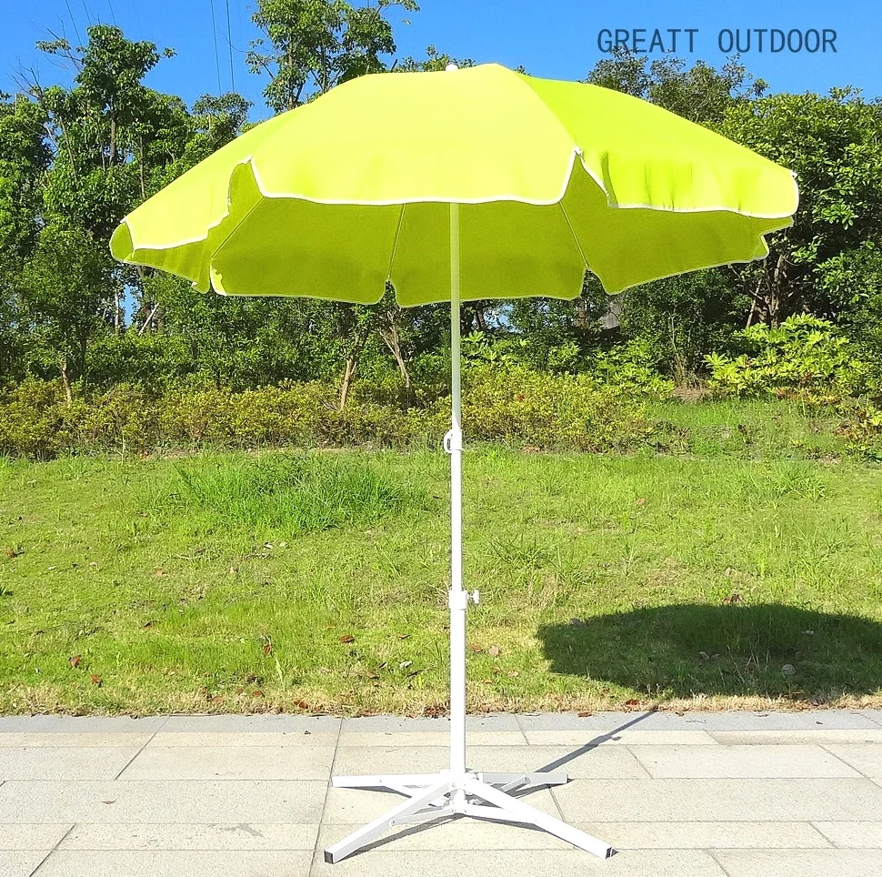 Logo Printed Advertising Parasol Light Green Beach umbrella Outdoor With Sand Screw and luxury Plastic parts