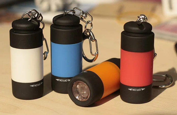 Mini flashlight USB charging LED outdoor small key ring lamp convenient plastic flashlight