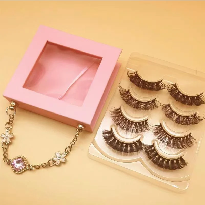3/4 Pairs Mink Lashes Book Box Private Label Russia Volume d Curl Mink Eyelashes Custom Lashcases Eyelash Packaging Box