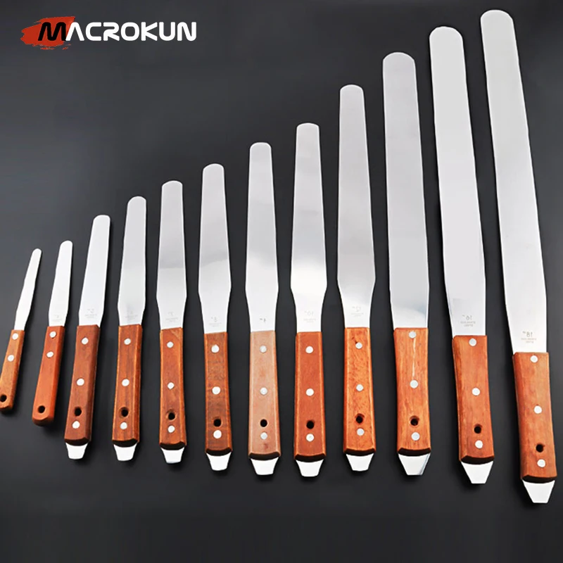 Шпатель для чернил из нержавеющей стали с деревянной ручкой полиграфических