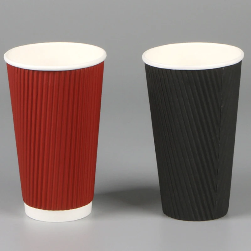 8/12/16 oz Disposable Hot Tea Cup Cardboard Ripple Anti-scald Coffee Paper Cup