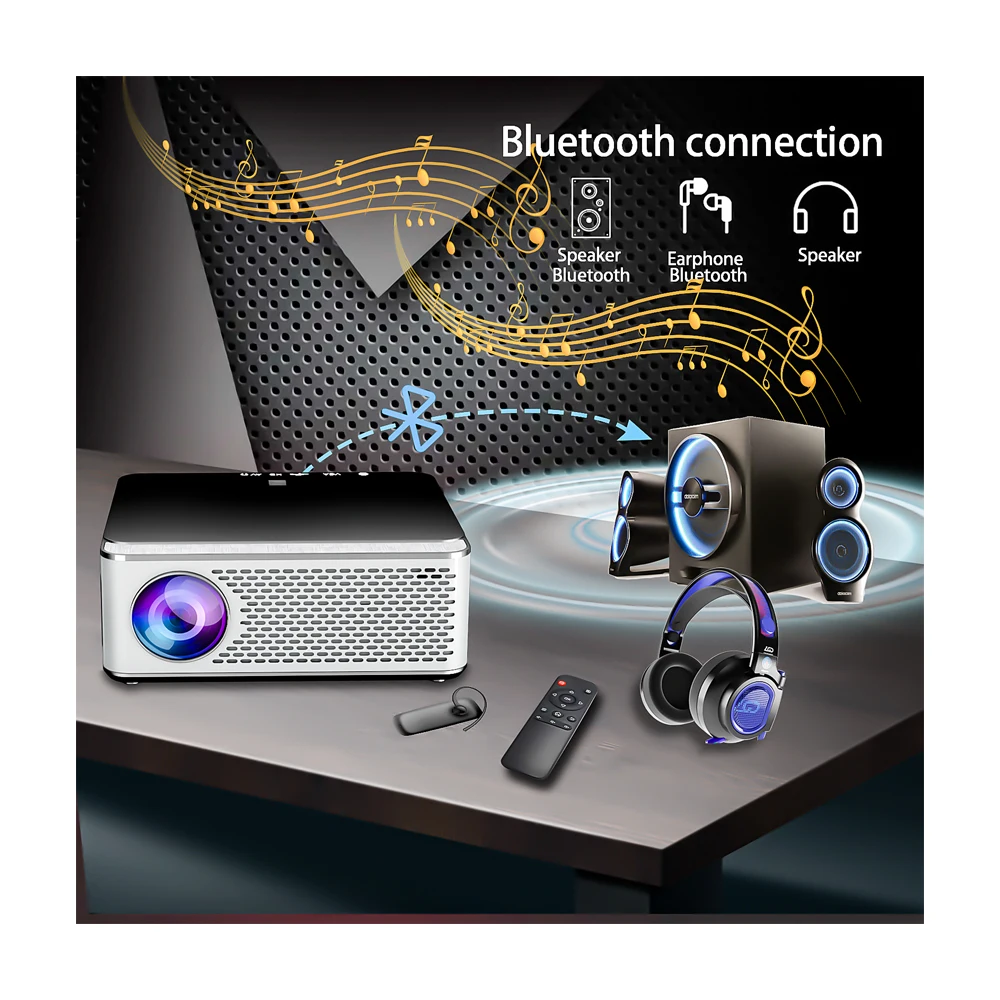 Meterle Lcd Projector Android 9.0 Beamer 4k Led 500 ANSI Android TV Screen Mirroring Projector