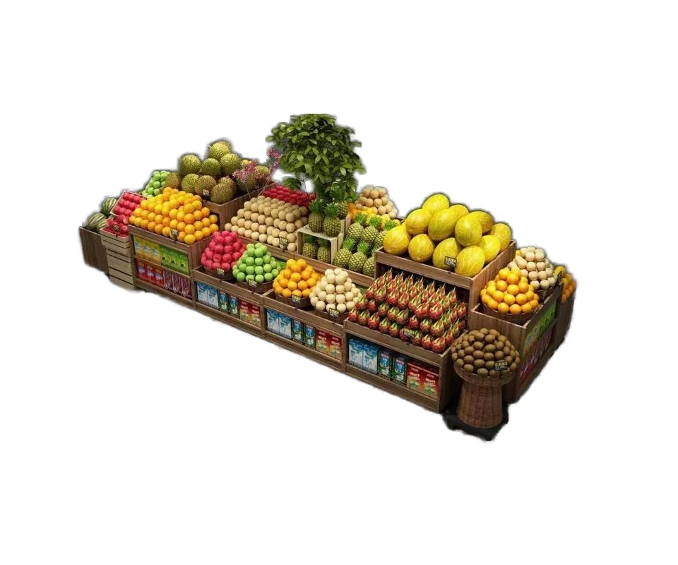 Wooden Fruit and Vegetable Supermarket Racks OEM Supplier for Customized Rack Type