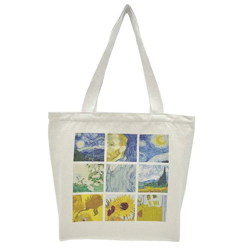 2024 New Product Wholesale and Wholesale New Trends Shopping Bags Cute Pattern Printed Canvas Tote Bag Outgoing Shopping Bag