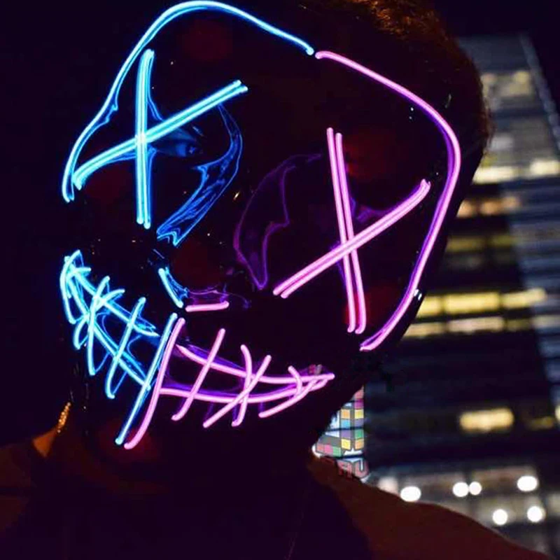 led light up mask for Halloween Festival party 2 colors mask with 3 light modes Halloween purge mask