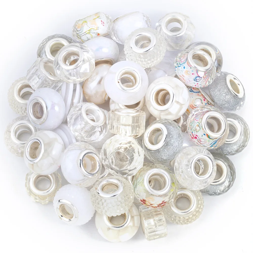 Random Mix Large Hole Loose Beads Acrylic Colorful 10pcs/bag Gemstone Neads for Jewelry Making