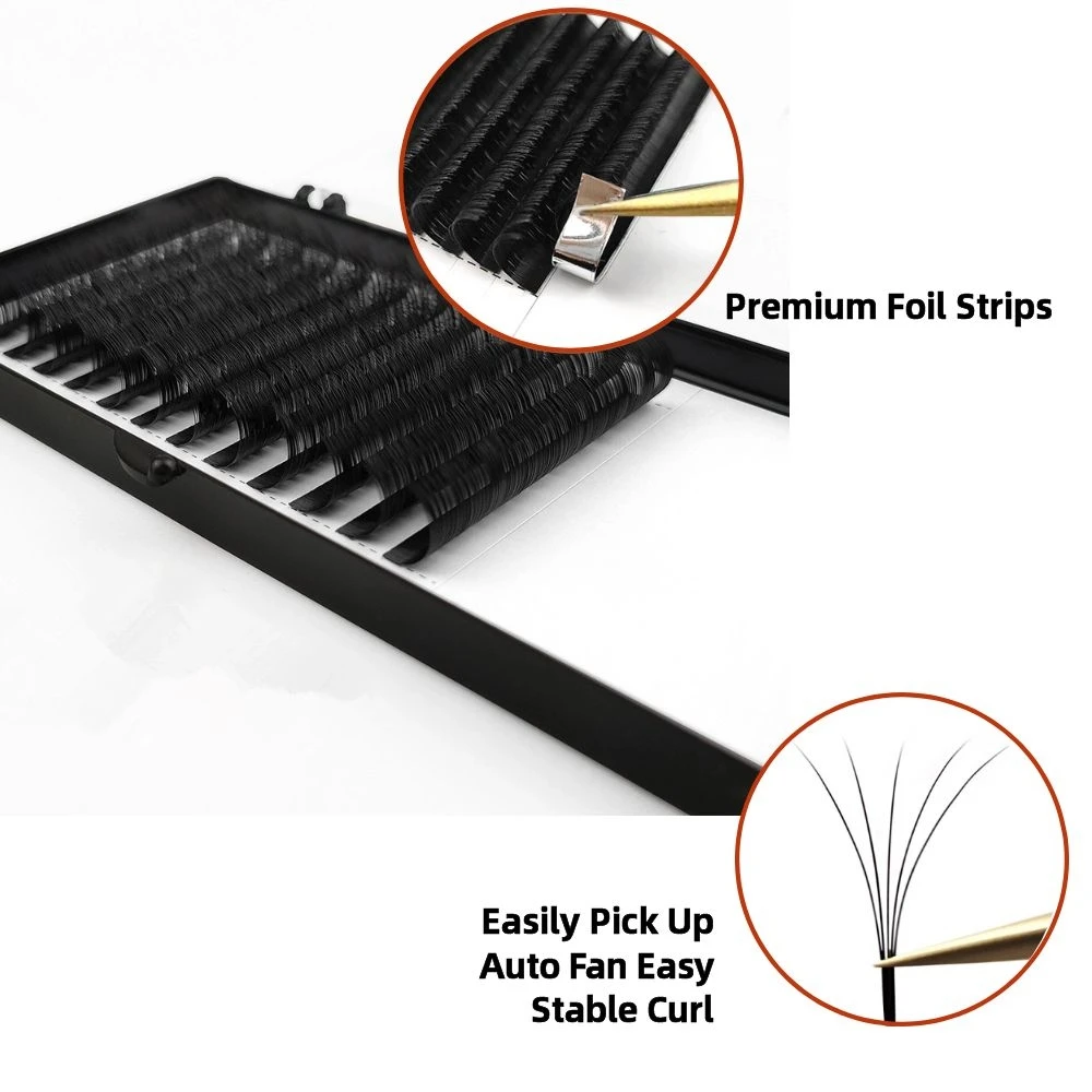 Eyelash Factory Custom Logo Easy Fan Korea PBT Silk Easy fanning Volume Mink Rapid Blooming Eyelash Extension one second Lashes