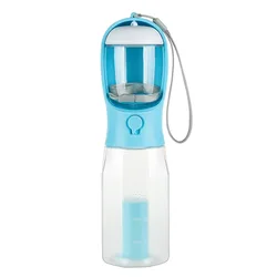 Hot selling 600ml cat water feeder drink cup 3 in 1 dog traveling food water bottle for Walking