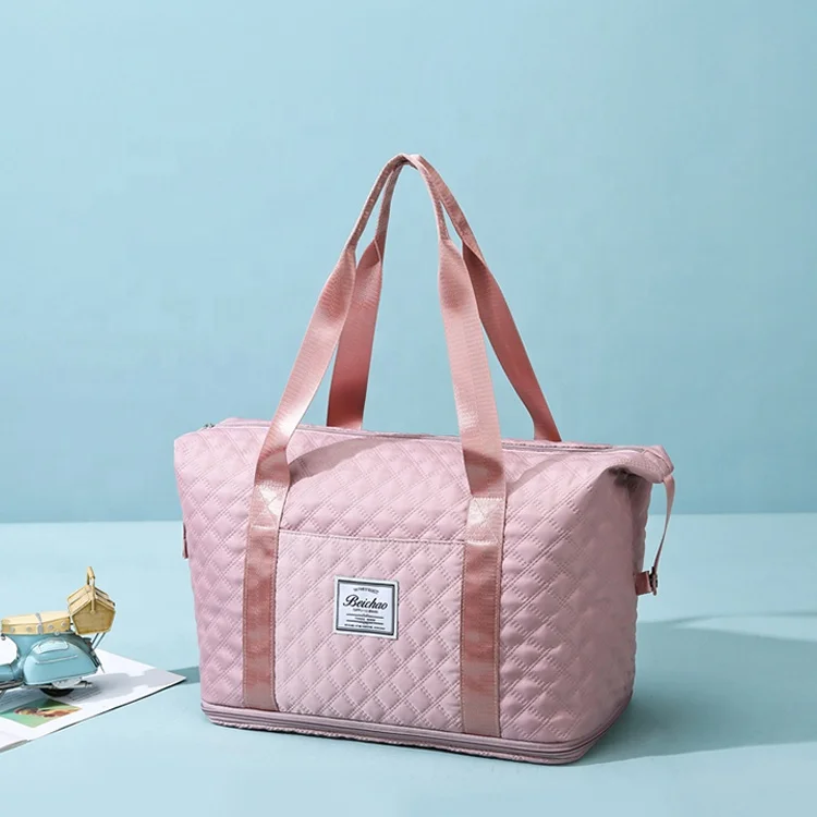 Wholesale Large Capacity Sport Travel Bag Shoulder Bags Fashion Travel Pink Letter Tote Trip Duffel Bag With Shoe Compartment