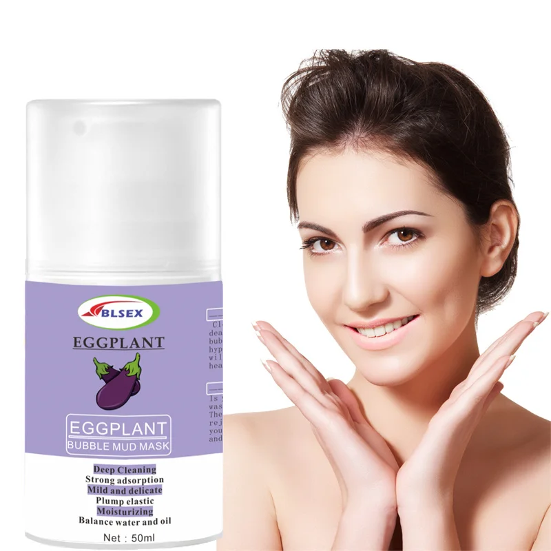 Customize Wholesale Eggplant Bubble Mud Mask 50ml Natural Skin Care  Eggplant Mud Mask Sleeping Mask   Deep Cleansing Bubble