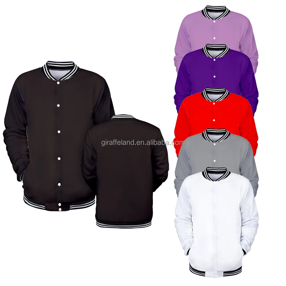 Wholesale Blank Solid Sublimation Baseball Jacket OEM Custom Sportswear Light Weight University Baseball Jacket