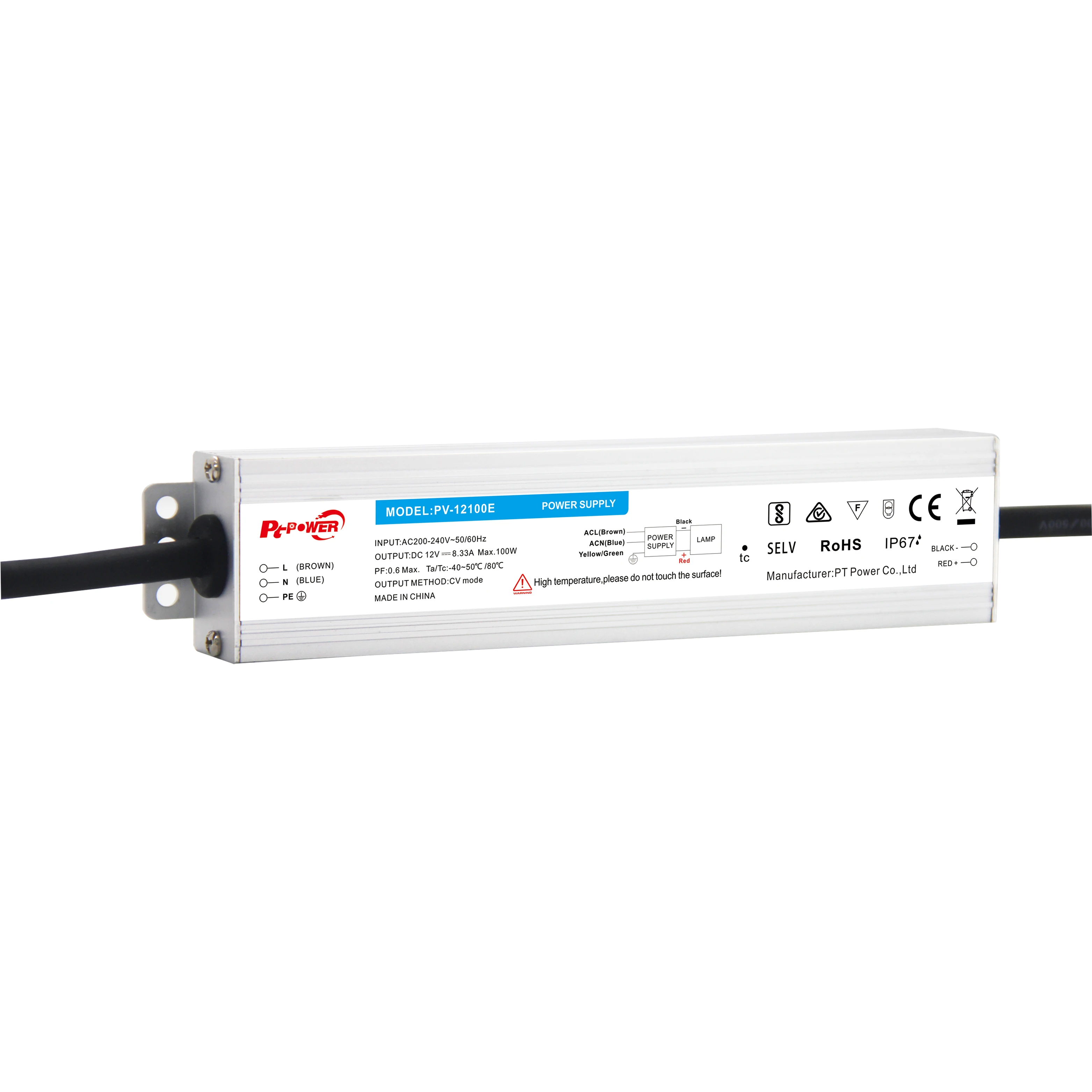 220-240V 12V 24V EMC Standard High Efficiency 100W Waterproof Outdoor Switching Power Supply Constant Voltage Led Driver