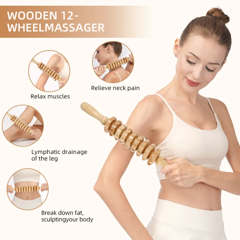 Stress-reducing wood therapy for urban white-collar workers Antidepressant wooden massage tool female conditioning