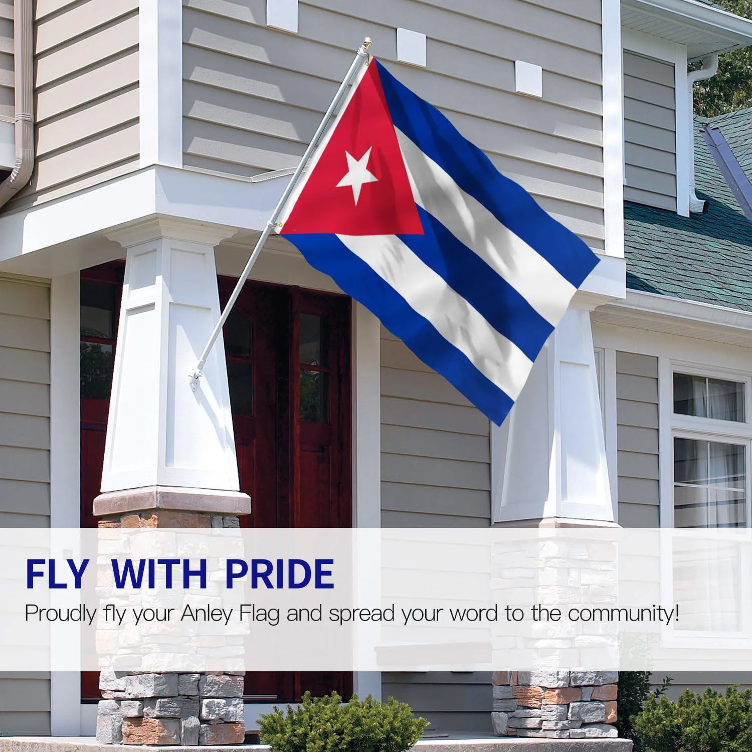 Quick shipping of promotional products with 3 * 5ft polyester bright color double stitching Cuba Flag