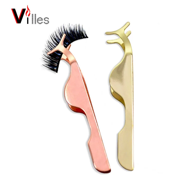 wholesale High Quality Rose Gold Stainless Steel Eyelash Tweezers False Eyelash Applicator Make Up Tools Eyebrow Tweezer
