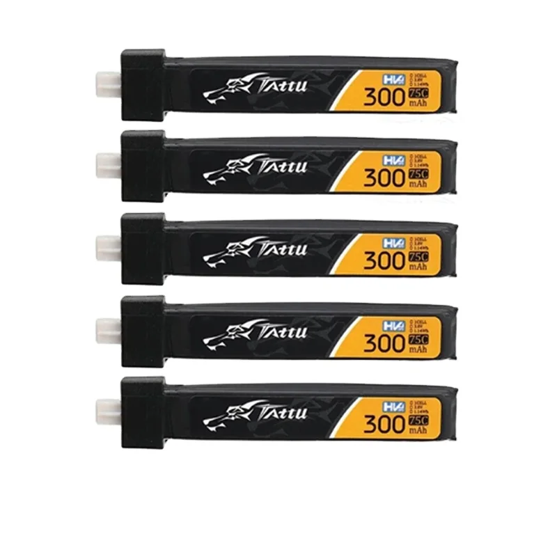 TATTU 1S 300mAh Battery 5pcs 3.8V 75C Lithium Battery with BT2.0 Plug for BETAFPV Ceuts FPV Kit Racing Drone FPV BT2.0 Connector