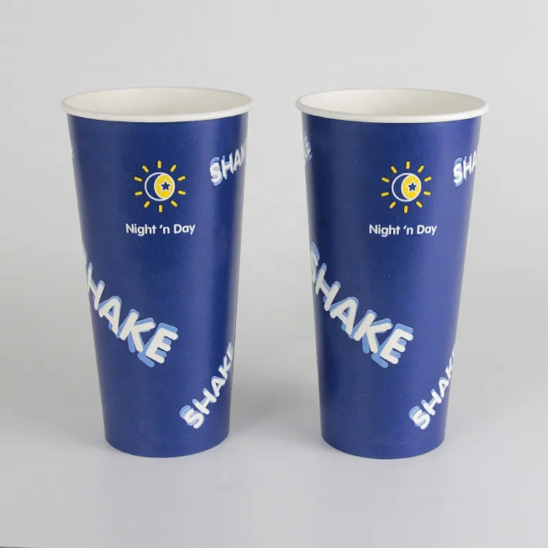 Blue Color Disposable Single Wall Paper Cup With Matching Lid for Cold Beverage Juice Beverage by PLA or PE Lined